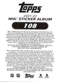 2021-22 Topps NHL Sticker Collection #108 Rasmus Dahlin Back