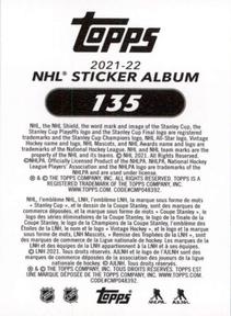 2021-22 Topps NHL Sticker Collection #135 Stormy Back