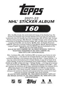2021-22 Topps NHL Sticker Collection #160 Adam Gaudette Back