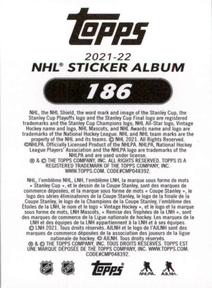 2021-22 Topps NHL Sticker Collection #186 Stinger Back
