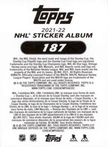 2021-22 Topps NHL Sticker Collection #187 Oliver Bjorkstrand Back