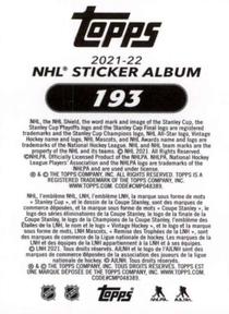 2021-22 Topps NHL Sticker Collection #193 Zach Werenski Back