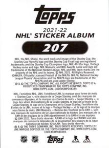 2021-22 Topps NHL Sticker Collection #207 Ben Bishop Back