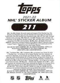 2021-22 Topps NHL Sticker Collection #211 Roope Hintz Back