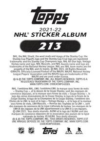 2021-22 Topps NHL Sticker Collection #213 Joe Pavelski Back