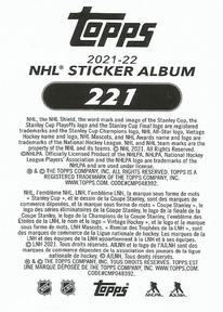 2021-22 Topps NHL Sticker Collection #221 Tyler Bertuzzi Back