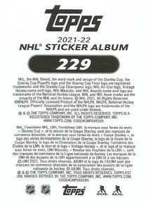 2021-22 Topps NHL Sticker Collection #229 Valtteri Filppula Back