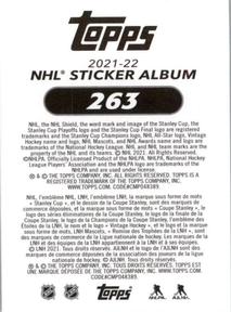 2021-22 Topps NHL Sticker Collection #263 Sergei Bobrovsky Back