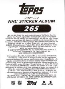 2021-22 Topps NHL Sticker Collection #265 Sam Reinhart Back