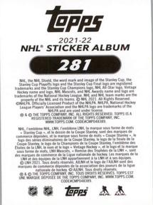 2021-22 Topps NHL Sticker Collection #281 Jaret Anderson-Dolan Back