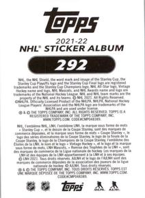 2021-22 Topps NHL Sticker Collection #292 Matt Boldy Back
