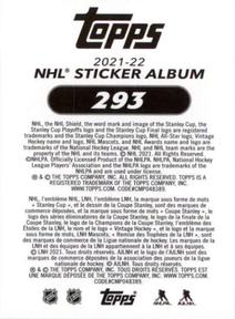2021-22 Topps NHL Sticker Collection #293 Cam Talbot Back
