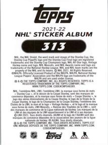 2021-22 Topps NHL Sticker Collection #313 Nick Suzuki Back