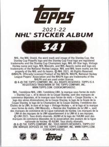 2021-22 Topps NHL Sticker Collection #341 P.K. Subban Back