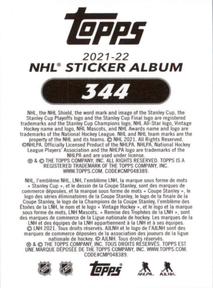 2021-22 Topps NHL Sticker Collection #344 Mackenzie Blackwood Back