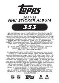 2021-22 Topps NHL Sticker Collection #353 P.K. Subban Back