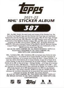 2021-22 Topps NHL Sticker Collection #387 Filip Chytil Back