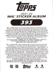 2021-22 Topps NHL Sticker Collection #393 Brady Tkachuk Back