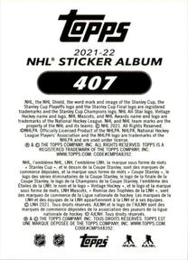 2021-22 Topps NHL Sticker Collection #407 Gritty Back