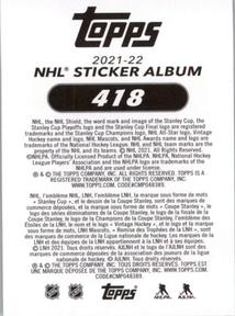 2021-22 Topps NHL Sticker Collection #418 Joel Farabee Back
