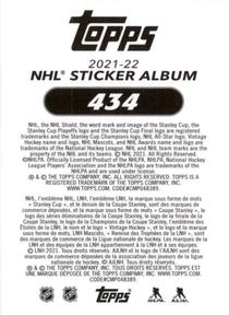 2021-22 Topps NHL Sticker Collection #434 Kasperi Kapanen Back