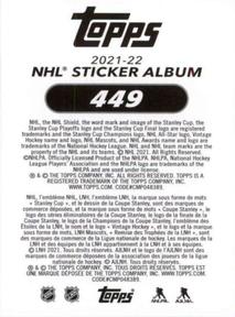 2021-22 Topps NHL Sticker Collection #449 Logan Couture Back