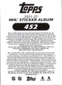2021-22 Topps NHL Sticker Collection #452 Dylan Gambrell Back