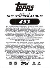 2021-22 Topps NHL Sticker Collection #453 Ryan Donato Back