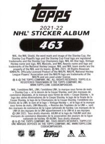 2021-22 Topps NHL Sticker Collection #463 Jordan Binnington Back