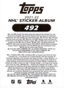 2021-22 Topps NHL Sticker Collection #492 Carlton the Bear Back