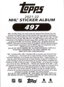 2021-22 Topps NHL Sticker Collection #497 Kurtis Gabriel Back