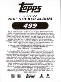 2021-22 Topps NHL Sticker Collection #499 William Nylander Back