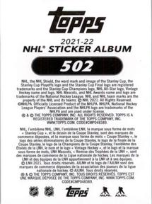 2021-22 Topps NHL Sticker Collection #502 Wayne Simmonds Back