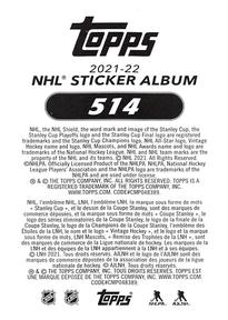 2021-22 Topps NHL Sticker Collection #514 Jaroslav Halak Back