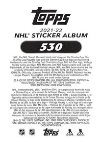 2021-22 Topps NHL Sticker Collection #530 Brett Howden Back