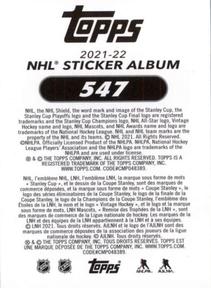 2021-22 Topps NHL Sticker Collection #547 Ilya Samsonov Back