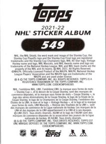 2021-22 Topps NHL Sticker Collection #549 Nicklas Backstrom Back
