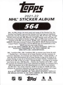 2021-22 Topps NHL Sticker Collection #564 Blake Wheeler Back
