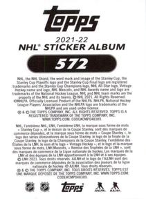 2021-22 Topps NHL Sticker Collection #572 Paul Stastny Back
