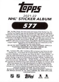 2021-22 Topps NHL Sticker Collection #577 Nathan MacKinnon Back