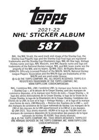 2021-22 Topps NHL Sticker Collection #587 Sidney Crosby Back