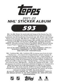 2021-22 Topps NHL Sticker Collection #593 Ryan McDonagh Back
