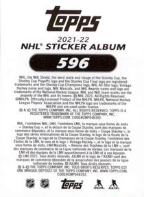 2021-22 Topps NHL Sticker Collection #596 Pius Suter Back