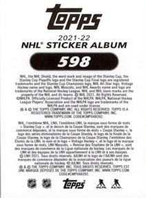 2021-22 Topps NHL Sticker Collection #598 Gabriel Vilardi Back