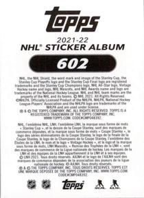 2021-22 Topps NHL Sticker Collection #602 John Leonard Back