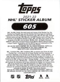 2021-22 Topps NHL Sticker Collection #605 Igor Shesterkin Back