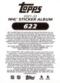 2021-22 Topps NHL Sticker Collection #622 Vladimir Tarasenko Back