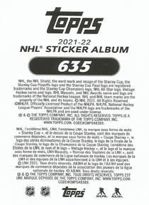 2021-22 Topps NHL Sticker Collection #635 Filip Zadina Back