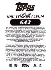 2021-22 Topps NHL Sticker Collection #642 Sidney Crosby Back