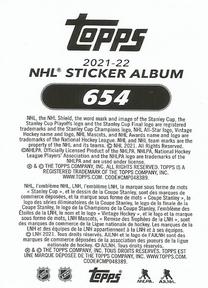 2021-22 Topps NHL Sticker Collection #654 Tuukka Rask Back